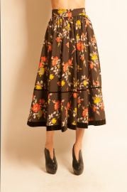 Long skirt Yves Saint Laurent from 1970s flowers motif IGLAINE vintage at Iglaine Vintage